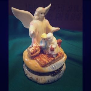 Ceramic Hinged Trinket Box-Guardian Angel Children